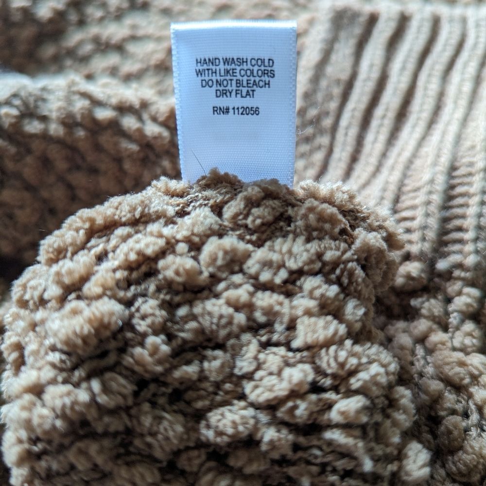 Zenana hoodie marshmallow sweater| ribbed cuffs and hem| popcorn knit size large - Picture 13 of 15